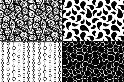 Black And White Hand Drawn Seamless Doodle Patterns 217936 Patterns