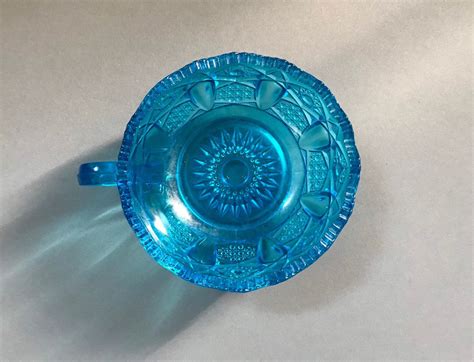 Le Smith Vintage Cobalt Blue Glass Dish Quintec Pattern Mid Century Nappy Candy Trinket Jewelry
