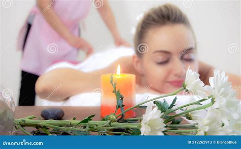 woman gets back massage spa by massage therapist stock image image of back skin 212262913