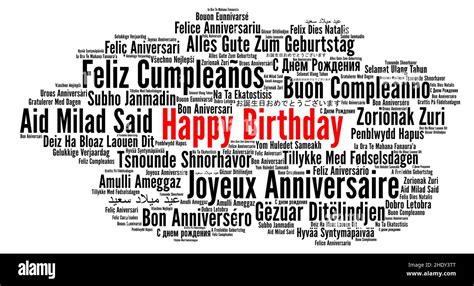 Happy Birthday In Different Languages Word Cloud Stock Photo Alamy