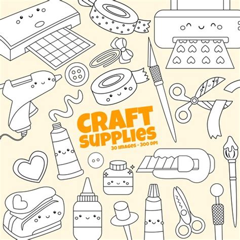 Craft Supplies Clipart Hobby Clip Art Equipment Clipart Etsy