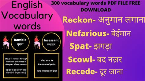 English To Hindi High Level Vocabs Meaning Vocabulary Words