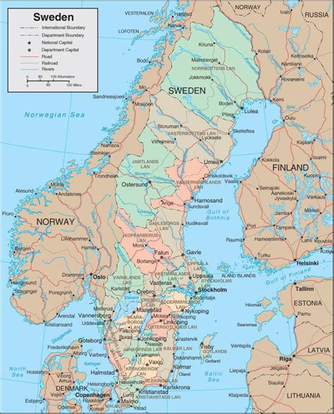 Druckbare Karte Von Schweden Schweden Druckbare Karte Europa Nord