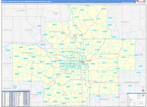 Omaha Council Bluffs Metro Area Ne Zip Code Maps Basic