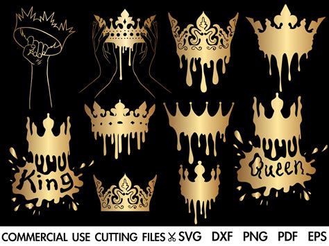 10 Crown Bundle Svg Dripping Crown Svg Blacknificent Svg Etsy Crown