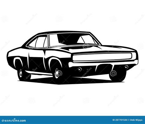 Dodge Charger 1969 Design Silhouette Isolated White Background View
