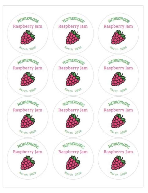 Raspberry Jam Labels Homemade Canning Jar Labels For Mason Etsy
