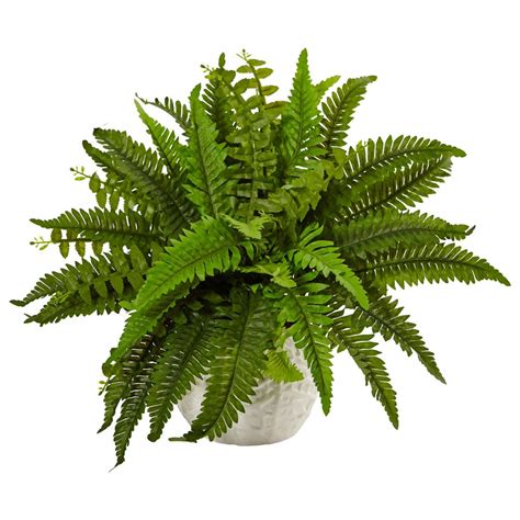 Nearly Natural Indoor Boston Artificial Fern In White
