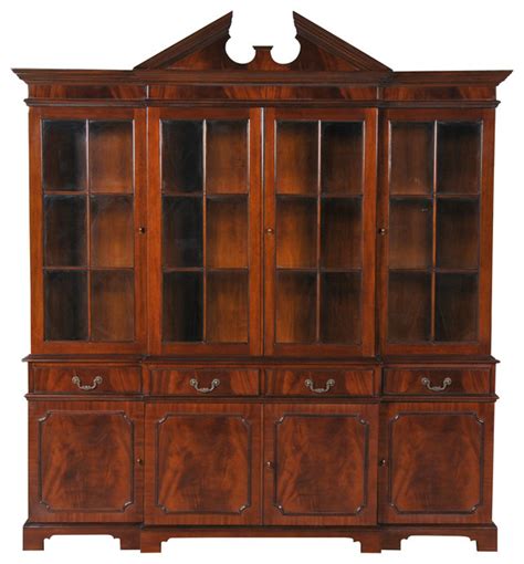 4 Door Breakfront Large Mahogany China Closet Traditional China