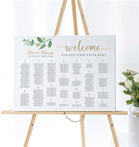 Alphabetical Wedding Seating Chart Template Seating Plan Etsy