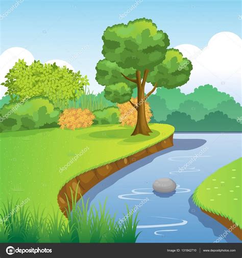 Mira a ver si te gustan y cuéntanos si te animas a usarlas… Río Azul y el paisaje de bosque con el árbol, arbusto ...