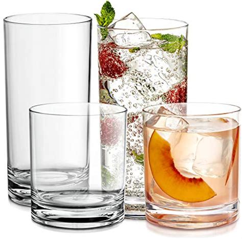 Elegant Plastic Drinking Glasses Set Of 12 Attractive Clear Acrylic Tumblers Unbreakable