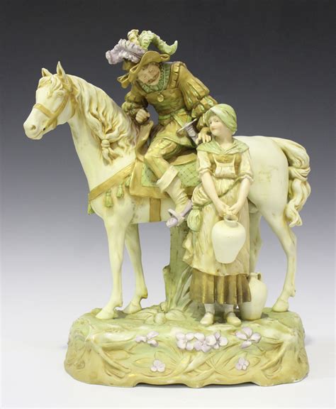 A Royal Dux Porcelain Figure Group Early Th Century Modelled As A Cavalier Seated Astride A Hors