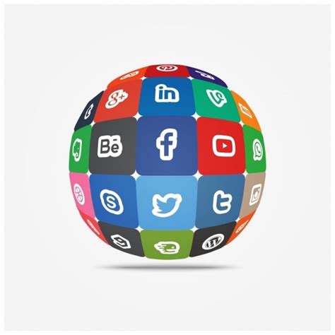 Social Media Icons In Globe Vector Free Download