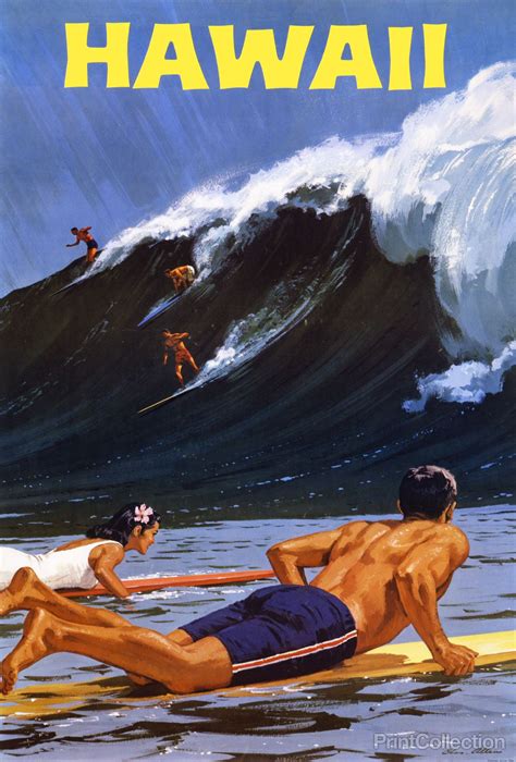Print Collection Surfs Up Hawaii Surf Poster Travel Posters Vintage Hawaii