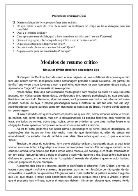 O Que é Um Resumo Crítico De Um Texto Trabalho De Formatura