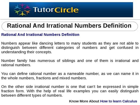 Rational And Irrational Numbers Definition By Tutorcircle Team Issuu