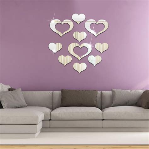 Buy 6pcsset Love Heart Acrylic 3d Mirror