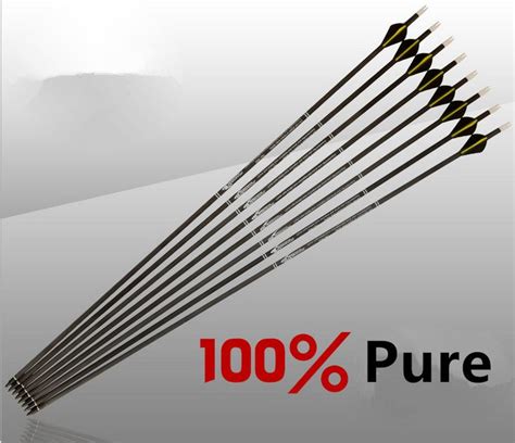 12pcs Pure Carbon Arrow 31 Archery Arrows Spine 300 400 For Compound