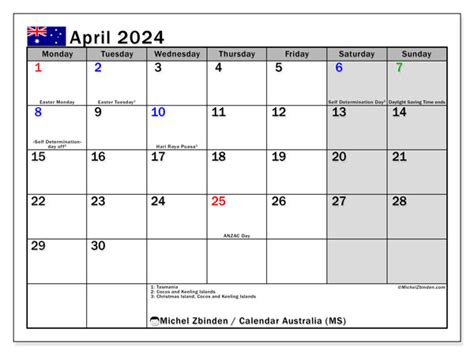 April Calendar 2024 Printable Australia 2024 Calendar Printable