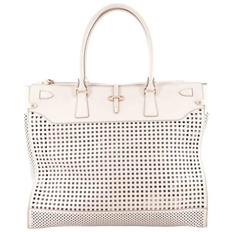 Salvatore Ferragamo Briana Tote Perforated Leather Xl At 1stdibs