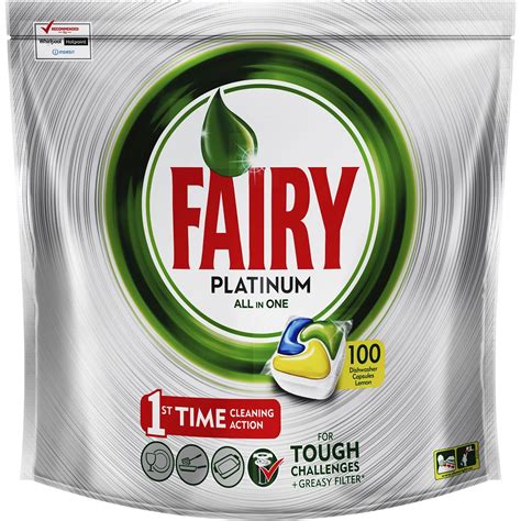 Fairy All In One Platinum Lemon Dishwasher Tablets 100 Pack Woolworths