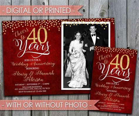 40th Wedding Anniversary Invitations Intended For Inspiration For You