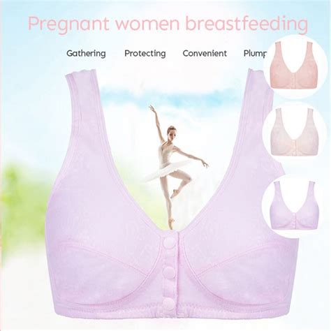 Cotton Wire Free Maternity Bra Tops Breastfeeding Front 3 Buttons