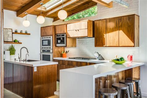 The galley style is very efficient because it is one long space with a counter running down each side. 22 Midcentury Modern Kitchen Designs Showcasing Contrast ...