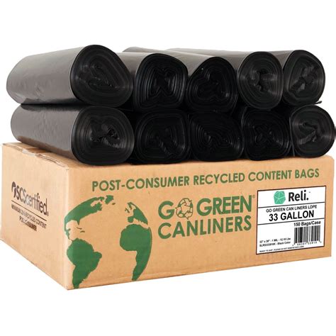 Reli Eco Friendly 33 Gallon Trash Bags 150 Count Black Recyclable