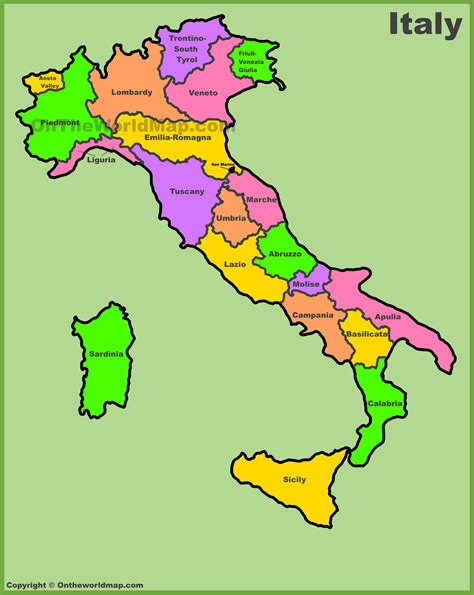 Mappa Delle Regioni Ditalia Mappa Dellitalia Immagini Mappa Images