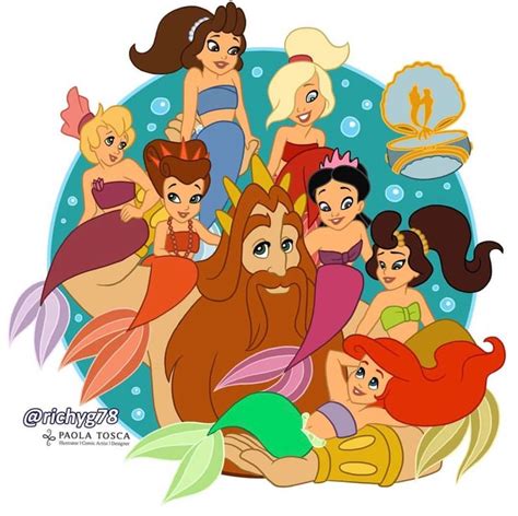 Paola Tosca Disney Father Daughter Series King Triton And 7 Daughters
