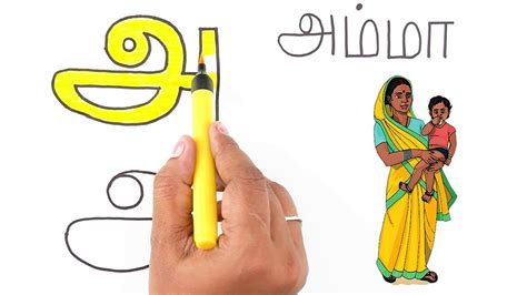 Tamil Alphabets Drawing And Coloring Uyir Ezhuthukal Step By Step