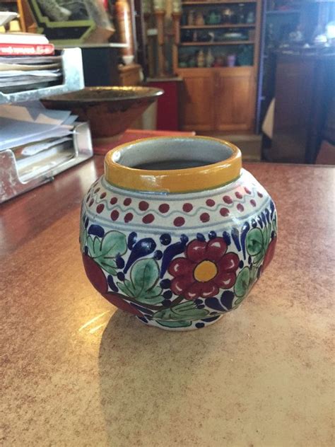 Vintage Mexican Pottery Vase Bowl Pot Talavera La By Andrewmodern