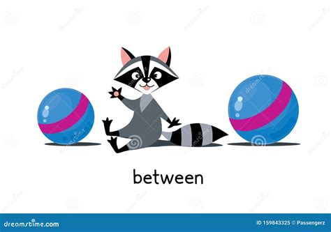 Preposition Of Place Raccoon On The Ball Royalty Free Illustration
