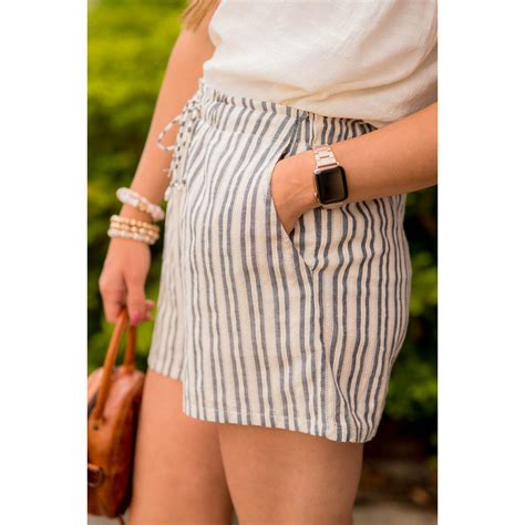 Vertical Striped Drawstring Shorts Betseys Boutique Shop