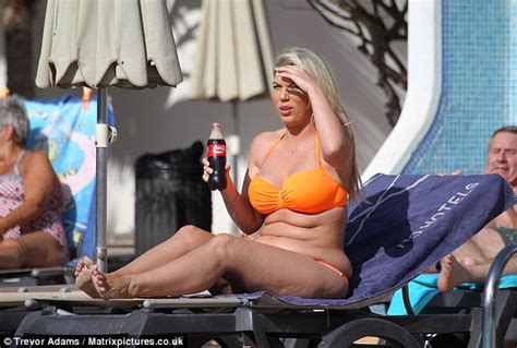 Frankie Essex Displays Fuller Figure As She Slips Into Skimpy Orange Bikini Daily Mail Online