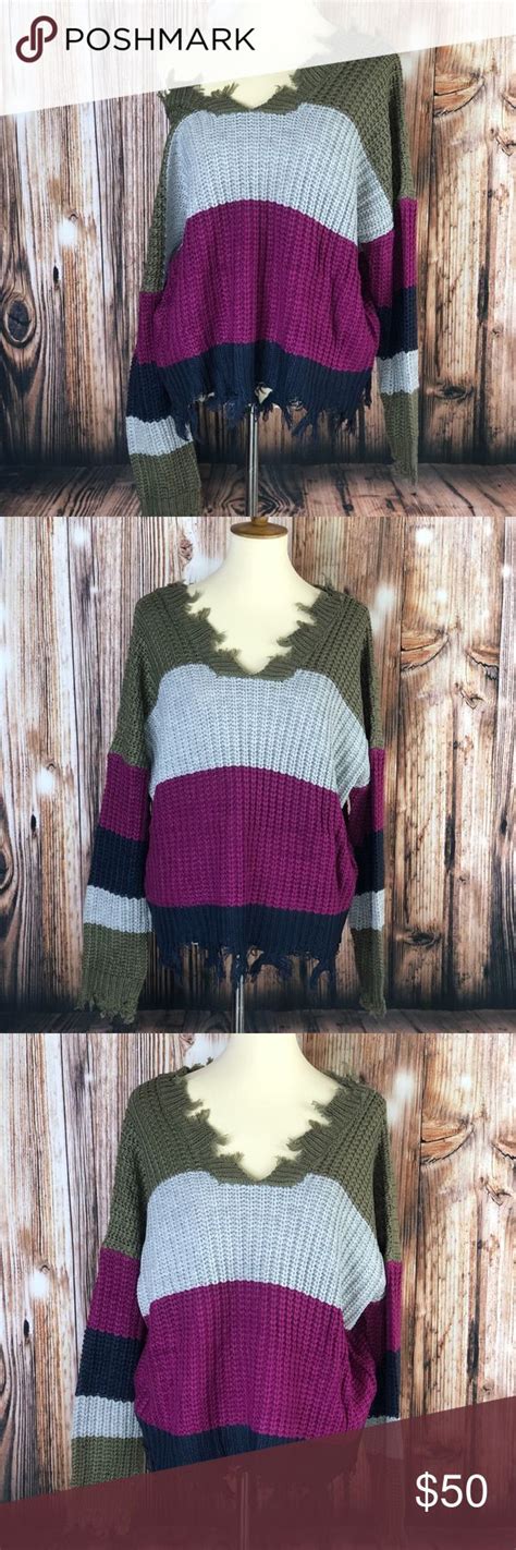 New Heavy Distressed Chunky Knit Sweater Orchid Chunky Knits Sweater