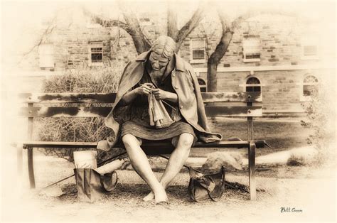 Granny Sitting On A Bench Knitting Ursinus College Photograph By Bill