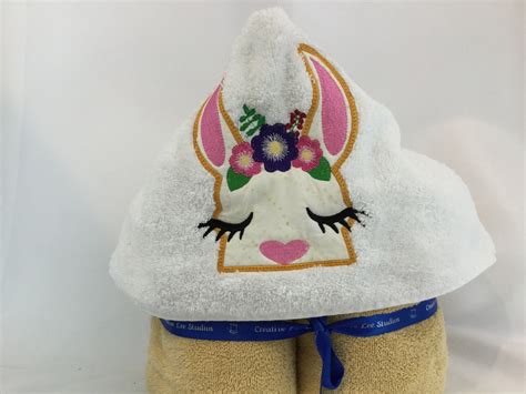 Llama Hooded Towel For Kids Full Size Bath Towel Flower Crown Hoodie