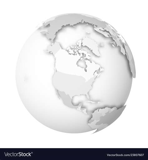 Earth Globe 3d World Map With Grey Political Map Vector Image
