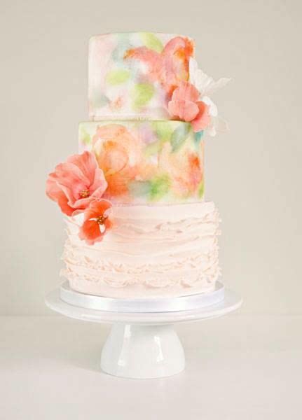 Colorful Wedding Cakes For The Fun Loving Bride Modwedding Watercolor Cake Watercolor