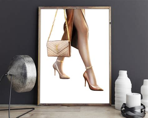 Fashion Wall Art Female Legs High Heels Shoes Handbag Art Etsy