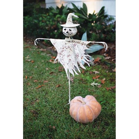 The Holiday Aisle Rustic White Metal Scarecrow Yard Stake Wayfairca