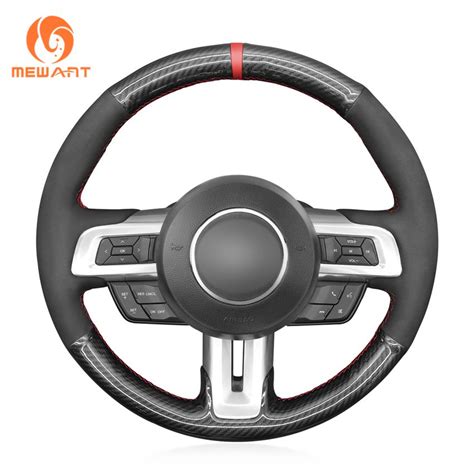 Mewat Black Pu Carbon Fiber Suede Car Steering Wheel Cover For Ford