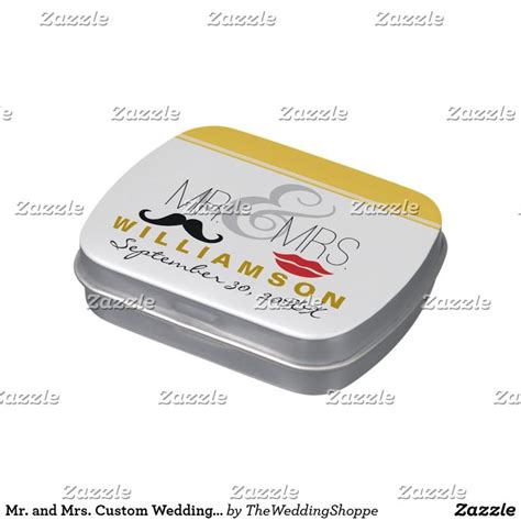 Mr And Mrs Custom Wedding Favor Tins Yellow Custom Wedding Favours Bridal Shower Party