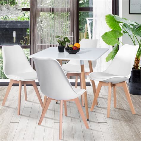 Kitchen Chairs Set Of 4 Modern White Dining Chairs With Scandinavian