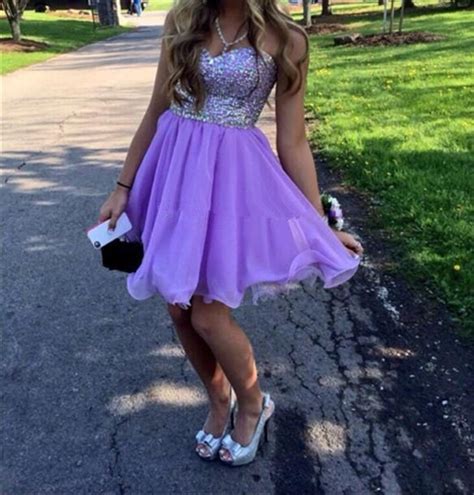 Lavender Strapless Sweetheart Beaded Bodice Short Bridesmaid Dress Homecoming Dresses Purple