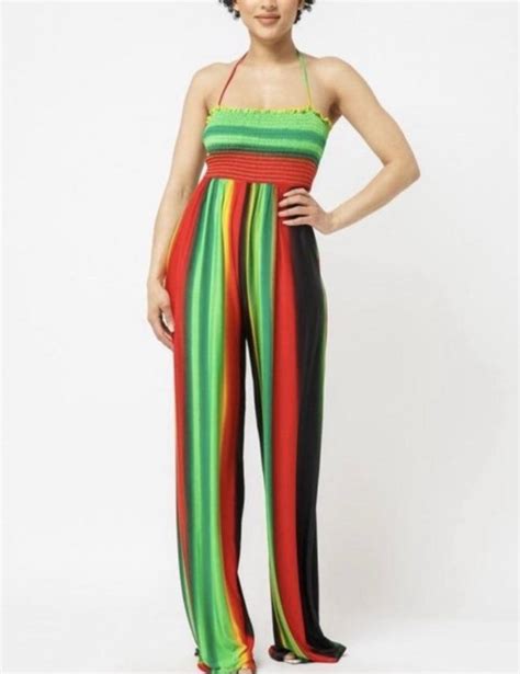 Woman Jamaican Colored Backless Romper Etsy