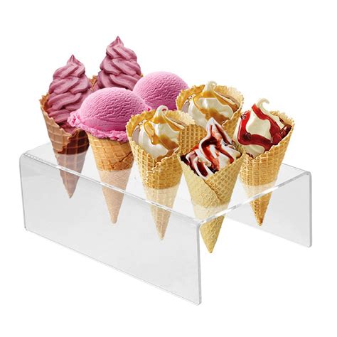 Buy Easy To Assemble Round Acrylic Sugar Cone Holder Stand Ice Cream Rack To Display Ice Cream